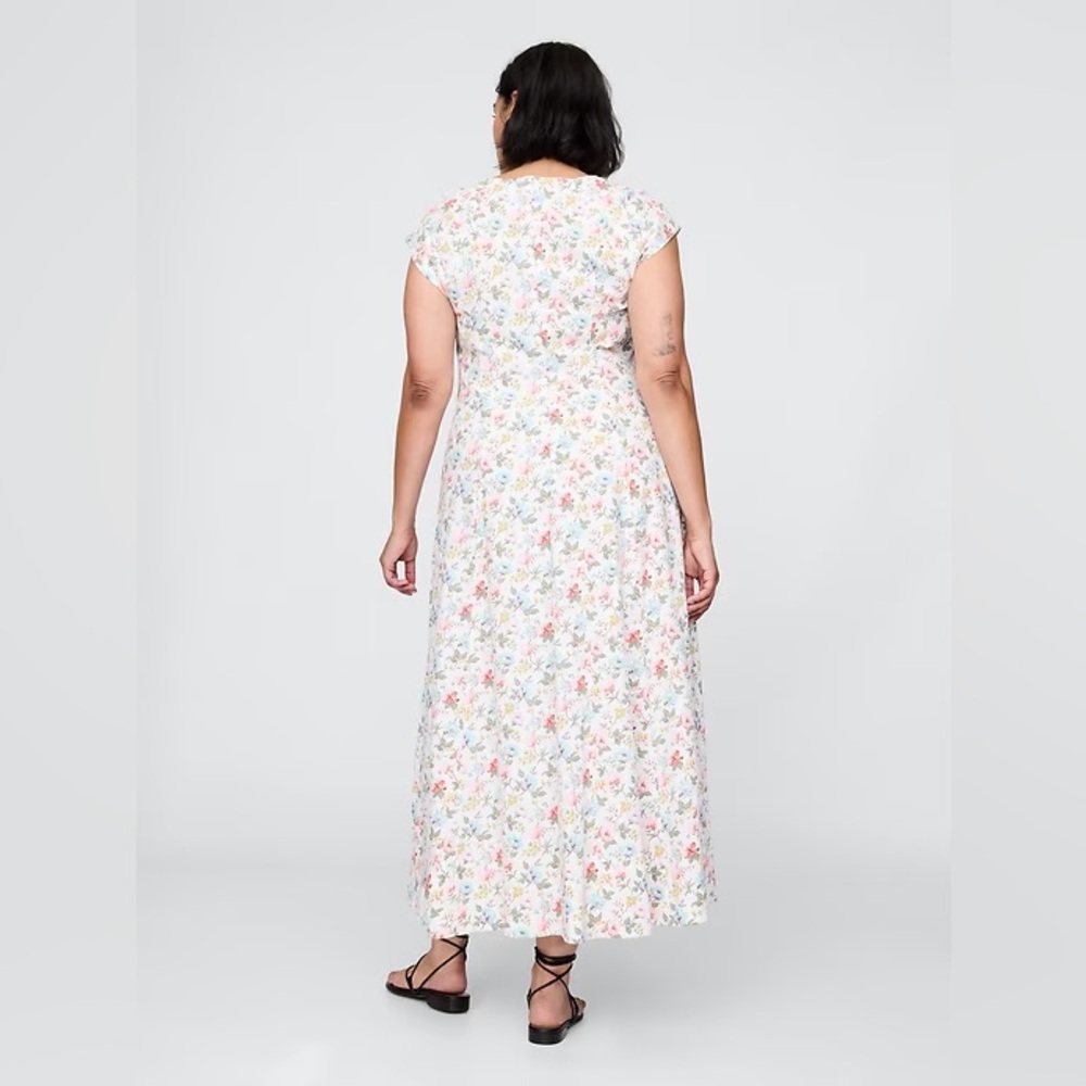 NWT! GAP Garden Bloom Multi Floral Linen-Blend Cap-Sleeve Maxi Dress 🎮 - Picture 6 of 11